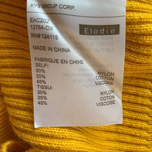 NWT Elodie ribbed mustard wrap style sweater - Picture 8 of 8